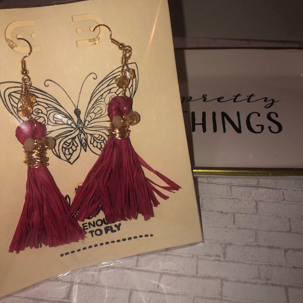 Raffia tassel earrings